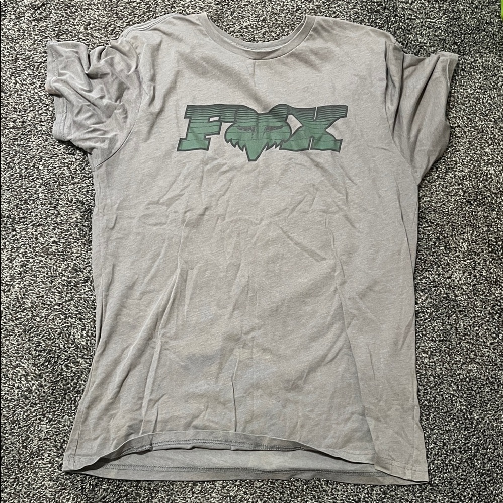 Fox Men's Gray T-Shirt with Green Logo